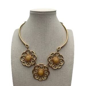 NYC New York & Co Gold Tone Statement Necklace Signed